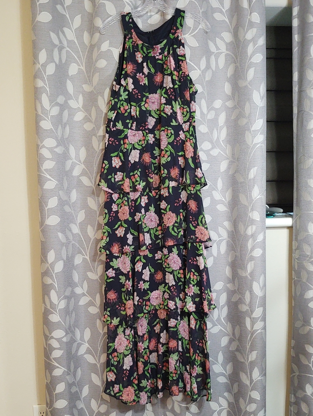 Tommy Hilfiger Navy Maxi Dress with Pink Floral Print size 16